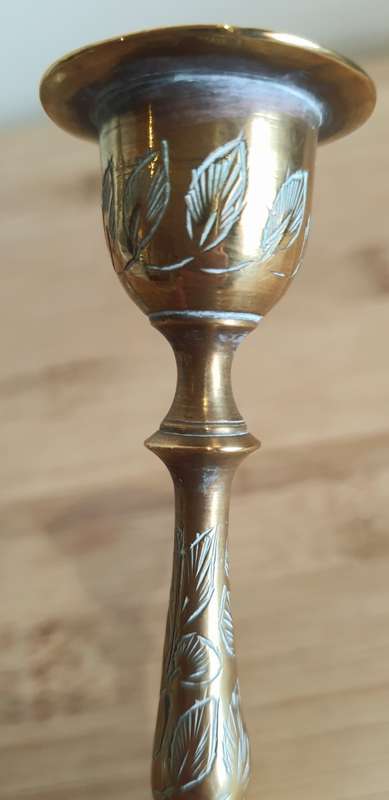Pair of Highly Detailed Hand Etched Candle Holders