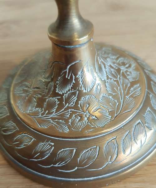 Pair of Highly Detailed Hand Etched Candle Holders