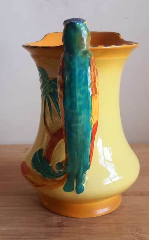 Eye Catching Burleigh Ware Jug with Gorgeous Parrot Handle c.1930`s - Marked