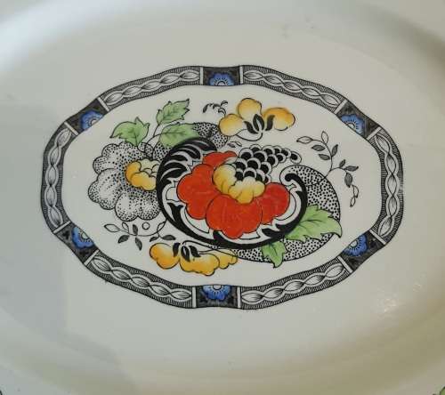RARE Vintage Woods Burslem Nantucket Pattern 31x24cm Platter c.1930 - Marked