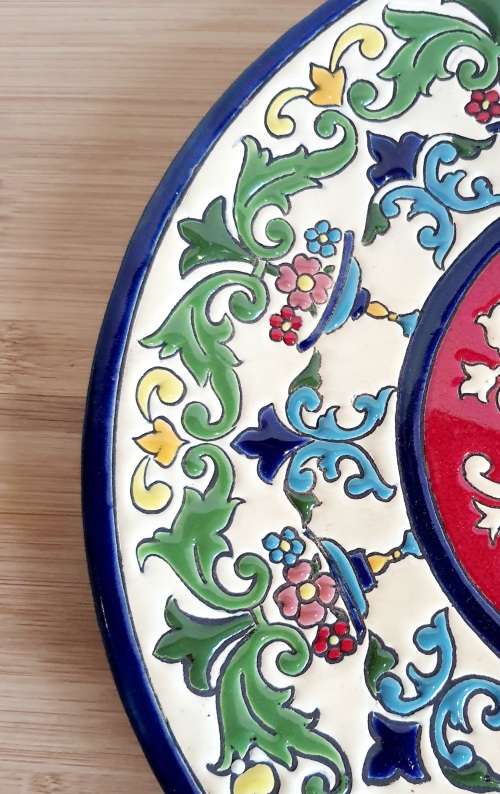 Highly Decorative Enamel Plate in the Style of Iznik from Istanbul