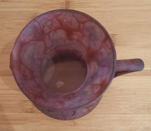 Israeli Artist Kera Suchit Yehud Hand Painted Satin Glass Jug and 2 Cups - Marked - Read Below