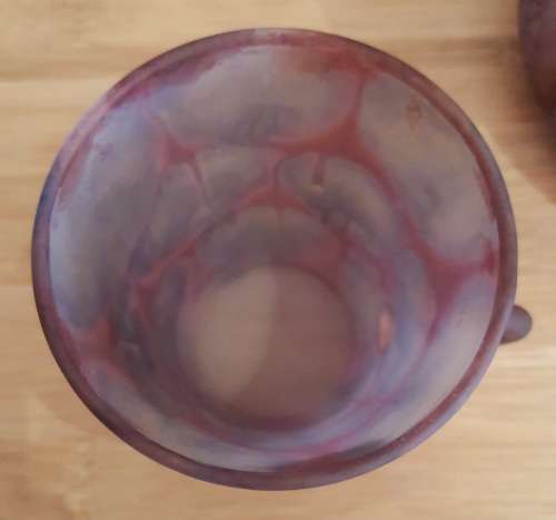 Israeli Artist Kera Suchit Yehud Hand Painted Satin Glass Jug and 2 Cups - Marked - Read Below