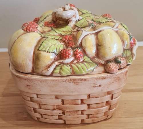 Stunning Vintage Square Hand Made Ceramic Lidded Server - Marked