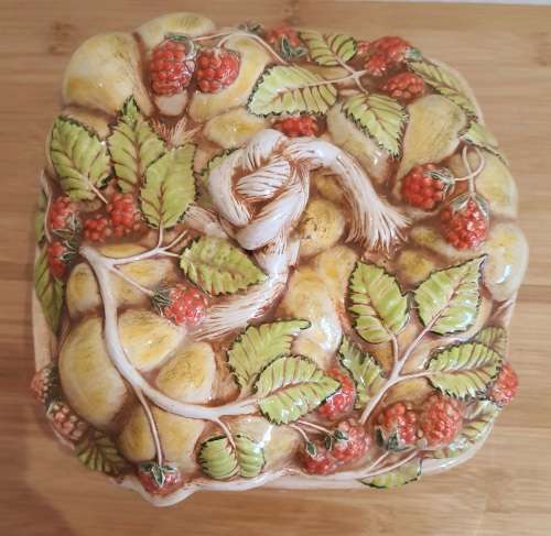 Stunning Vintage Square Hand Made Ceramic Lidded Server - Marked