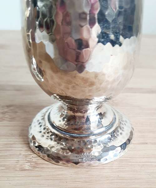 Antique Pair of Hammered EPNS Vases From England - Marked