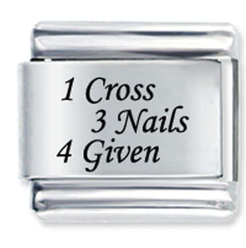 Italian Charms & Bracelets - Laser - 1 CROSS, 3 NAILS, 4 GIVEN