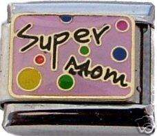 Italian Charms & Bracelets - Enamel -  SUPER MOM