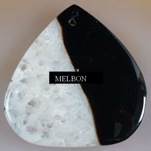 FABULOUS Black Agate Druzy Geode Pendant Bead