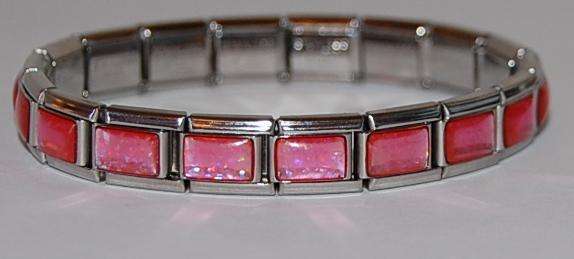 Italian Charms & Bracelets - Starter Bracelet with PINK GLITTER - 18 Links