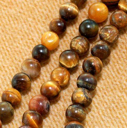 Natural Tiger's Eye Gemstone Round Loose Beads 15 1/2"