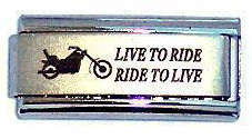 Italian Charms - Fits Nomination - Super Link - LIVE TO RIDE- RIDE TO LIVE