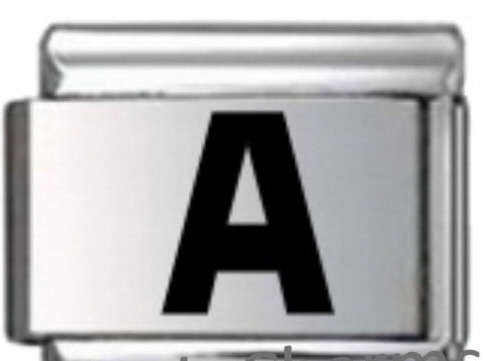 Italian Charms - Fits Nomination - Laser - Letters - BLACK A