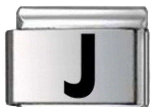 Italian Charms - Fits Nomination - Laser - Letters - BLACK J