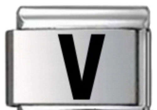 Italian Charms - Fits Nomination - Laser - Letters - BLACK V