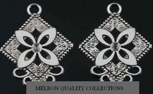 2pcs TIBETAN SILVER EARRING FINDINGS (FLOWER IN SQUARE)
