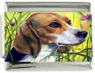 Italian Charms 9mm - Fits Nomination - Enamel - BEAGLE IN THE BUSH