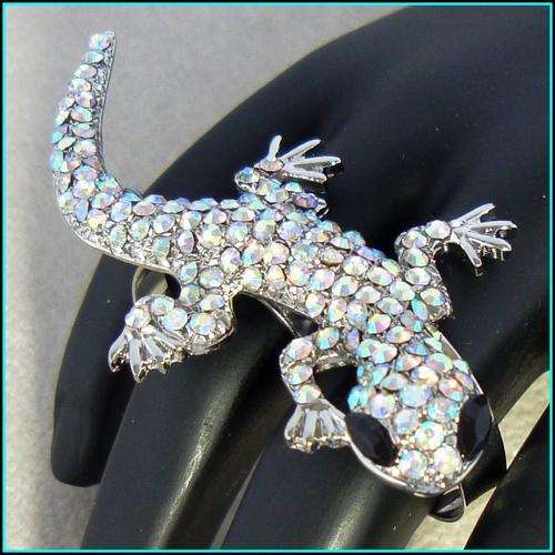 EXQUISITE & STUNNING On Your Hand - Two Finger CRYSTAL LIZARD Ring - BE DIFFERENT!!!