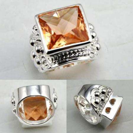 SUMPTUOUS 925 SILVER FASHION MORGANITE GEMSTONE ring #7