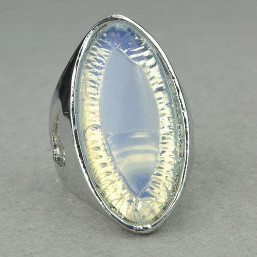 REALLY BEAUTIFUL Huge Natural Opalite #8 Silver Ring