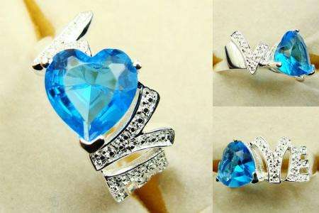 GORGEOUS 925 SILVER FASHION BLUE TOPAZ GEMSTONE LOVE ring #8