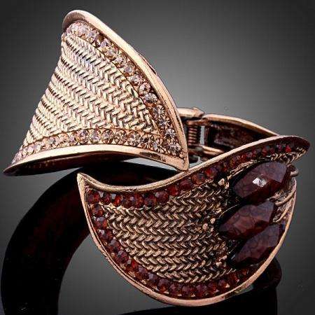 TOTALLY IMPRESSIVE - Swarovski Citrine Crystals, Chocolate Opal - GP Hinged Bracelet