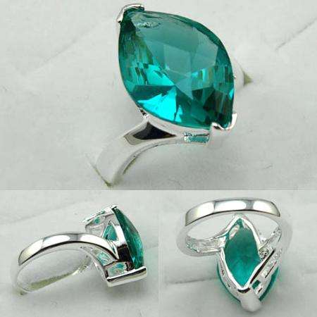 VIBRANT 925 SILVER BLUE GREEN AMETHYST (PRASIOLITE) GEMSTONE ring #8