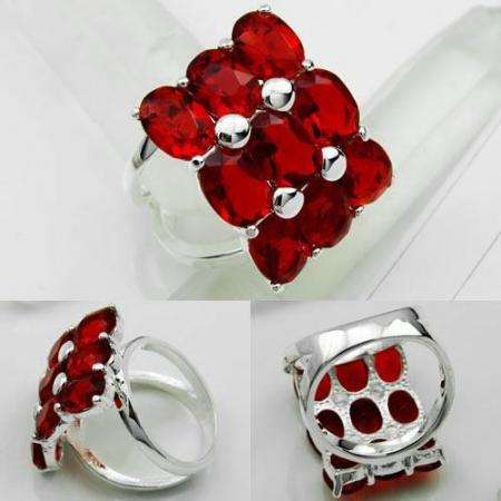 925 SILVER HOT FASHION RED QUARTZ GEMSTONE ring #7