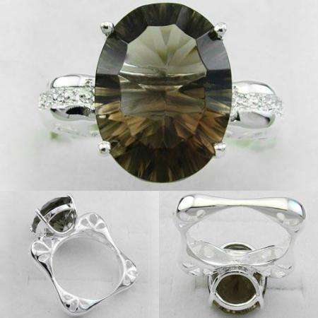 925 SILVER FASHION SMOKY QUARTZ GEMSTONE ring #8