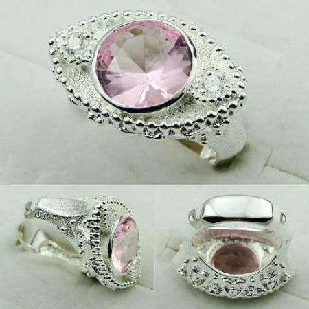 925 SILVER FASHION PINK TOPAZ GEMSTONE ring #8