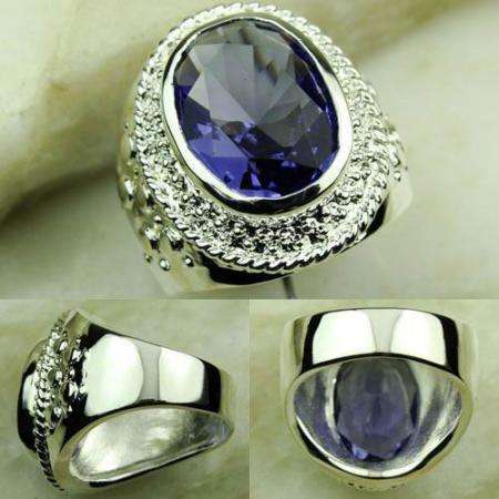 925 SILVER FASHION AMETHYST GEMSTONE ring #6