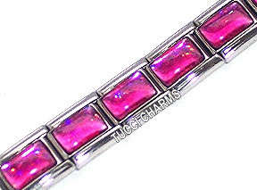 Italian Charms & Bracelets - 9mm Starter Bracelet with HOT PINK IRIDESCENT  - 18 Links