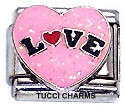 Italian Charms 9mm - Fits Nomination - Enamel - PINK "LOVE" HEART
