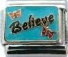 Italian Charms 9mm - Fits Nomination - Enamel - BELIEVE WITH BUTTERFLIES