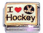 Italian Charms 9mm - Fits Nomination - Enamel - I LOVE HOCKEY