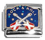 Italian Charms 9mm - Fits Nomination - Enamel - ROCK & ROLL WITH GUITARS