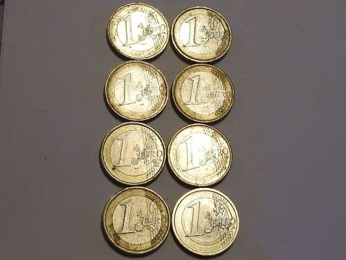 One Euro coin set (eight coins), Europe, Circulated - As per image - Bid per coin!