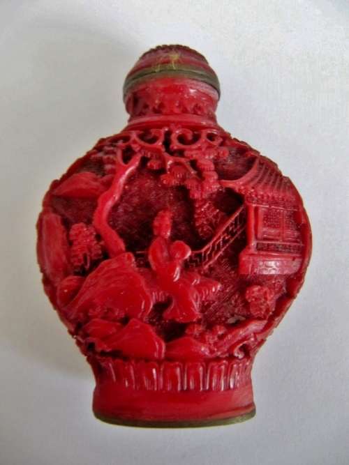 Pair of Old Oriental Lacquer Snuff Bottles