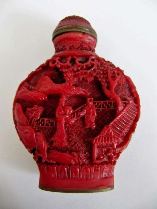 Pair of Old Oriental Lacquer Snuff Bottles