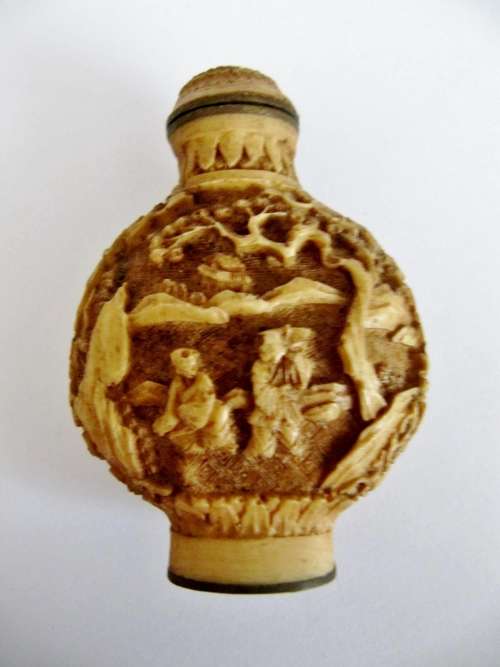 Pair of Old Oriental Lacquer Snuff Bottles