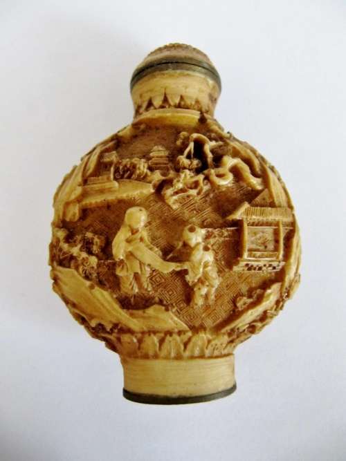 Pair of Old Oriental Lacquer Snuff Bottles