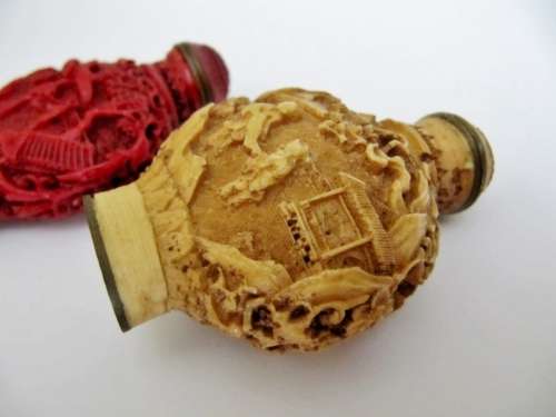Pair of Old Oriental Lacquer Snuff Bottles