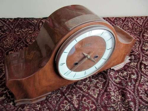 Vintage German Wooden Mantle Clock