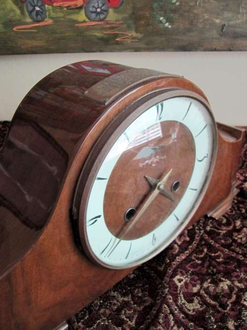 Vintage German Wooden Mantle Clock