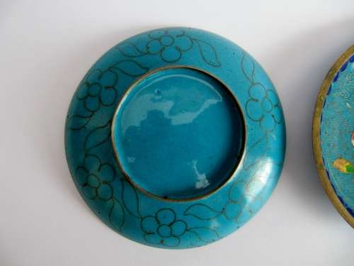 Pair of Antique (Meiji Period c1900) Cloisonne Small Dishes
