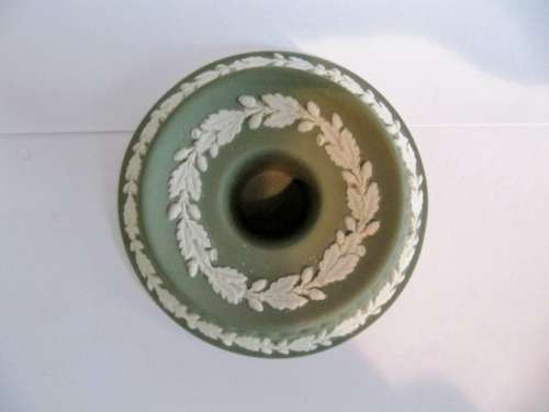 Wedgwood Green Jasperware Pair of Candle Holders