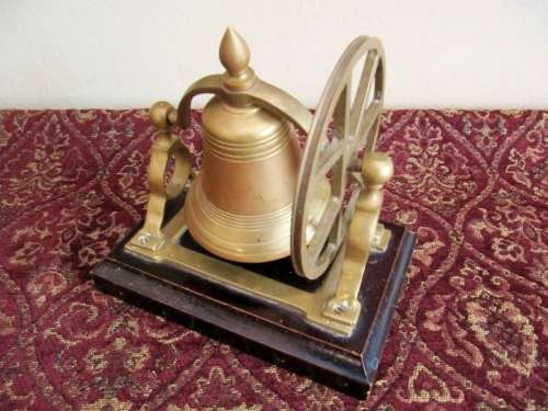 Superb! Brass Table Bell on Wooden Stand