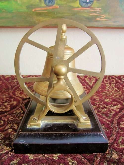 Superb! Brass Table Bell on Wooden Stand