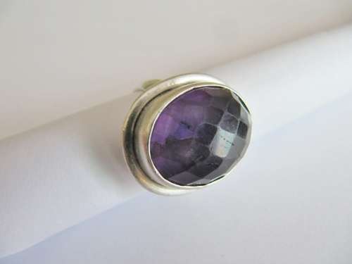 Vintage Natural Amethyst Stone in Sterling Silver Ring