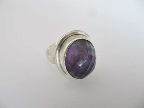 Vintage Natural Amethyst Stone in Sterling Silver Ring